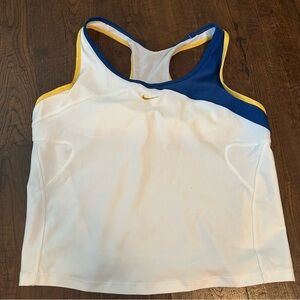 Nike White Tank Top with Blue and Yellow Accents